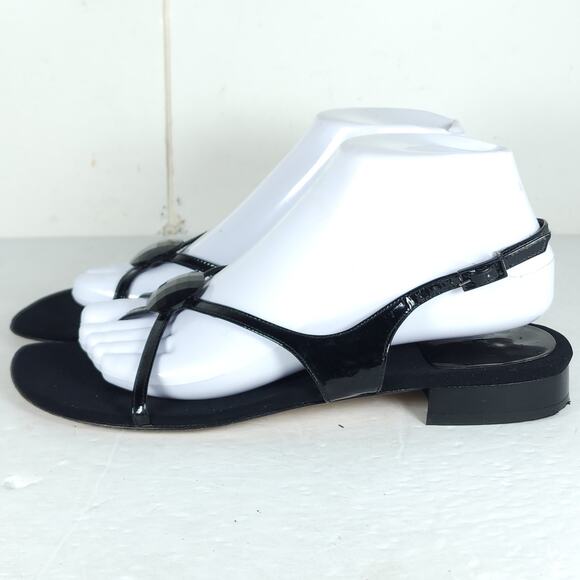 STUART WEITZMAN Women's US 8M Black Patent Leather Embellished Strappy Sandals - Picture 2 of 15